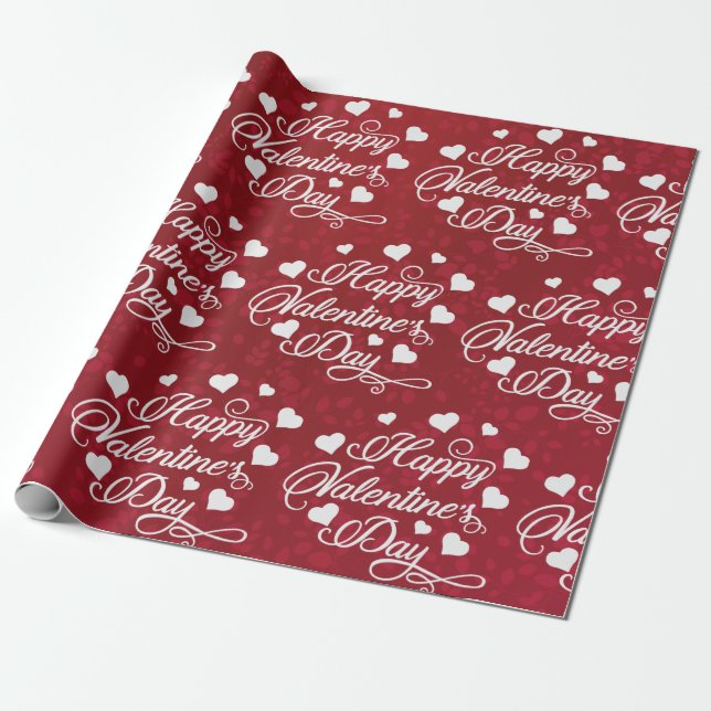 Elegant Glitter Red Happy Valentine's Day Wrapping Paper (Unrolled)
