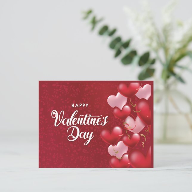 Elegant Glitter Red Hearts Valentine's Day  Postca Postcard (Standing Front)