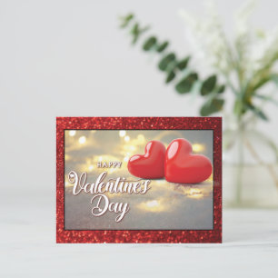 Elegant Glitter Red Hearts Valentine's Day Postcard