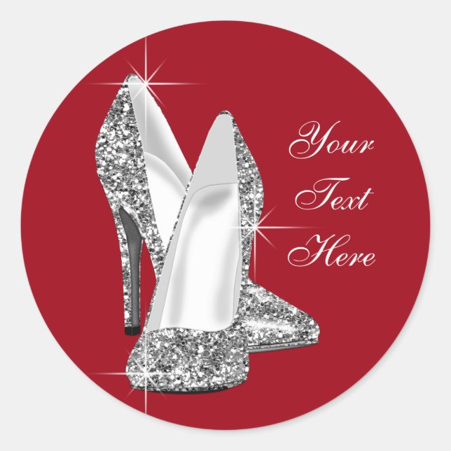 Elegant Glitter Red High Heel Shoe Stickers (Front)