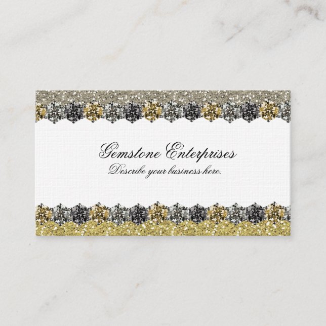 Elegant Glitter Rhinestones Business Card (Front)