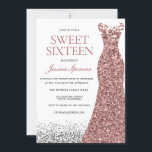 Elegant Glitter Rose Gold Dress Sweet 16 Invite<br><div class="desc">Elegant Glitter Rose Gold Dress Sweet 16 Invite

Variations to the invitation and matching items in our store</div>