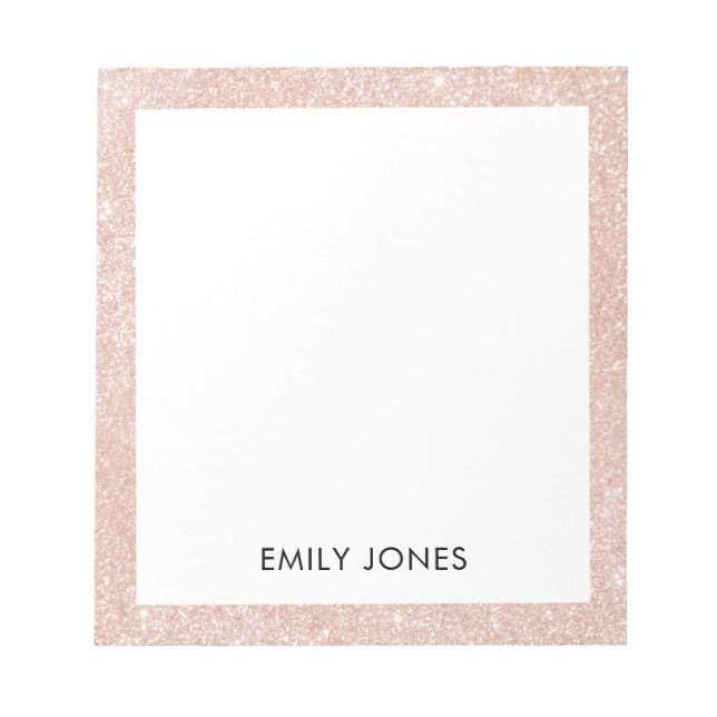 Elegant Glitter Rose Gold Notepad (Front)