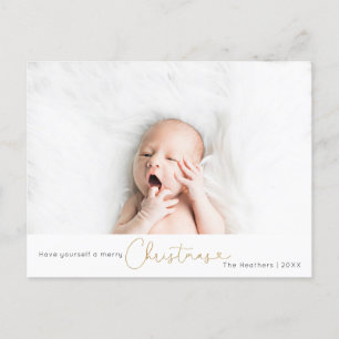 Elegant Glitter Script Christmas Holiday Photo Postcard