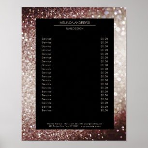 Elegant Glitter Silber Braun Preisliste Poster