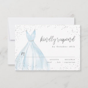 Elegant glitter silver blue dress quinceañera RSVP