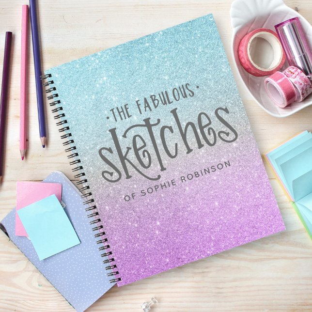 Elegant Glitter Sketchbook Purple Blue Notebook (Creator Uploaded)