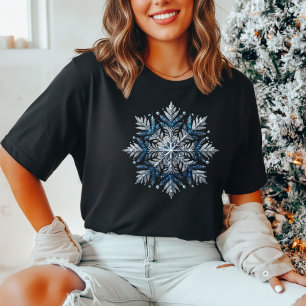 Elegant Glitter Snowflake Christmas Tri-Blend Shirt