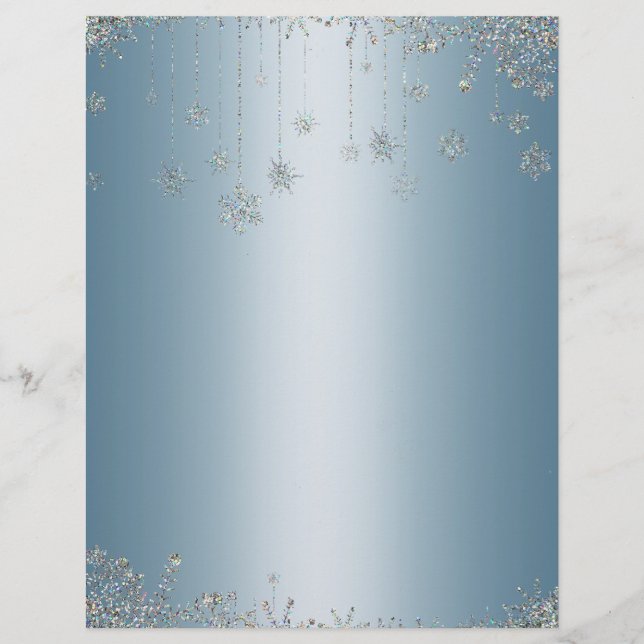 Elegant glitter snowflakes letterhead (Front)