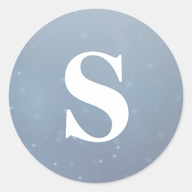 Elegant Glitter Snowflakes Monogram Envelope Seal (Front)