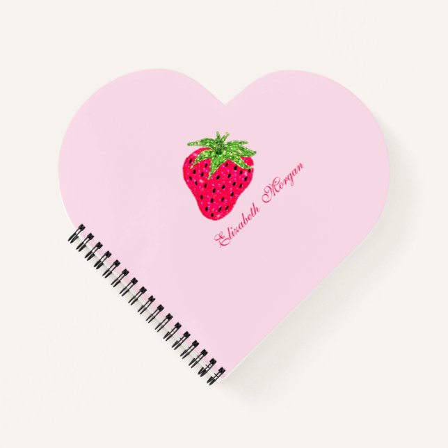 Elegant Glitter Strawberry  Notebook (Front)