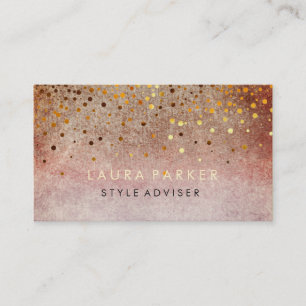 Elegant Glitter Subtle Pink Orange Faux Confetti Business Card