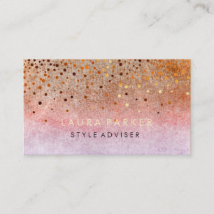 Elegant Glitter Subtle Pink Orange Faux Confetti Business Card