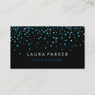 Elegant Glitter Subtle Sea Blue Faux Background Business Card