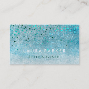 Elegant Glitter Subtle Sky Blue Faux Confetti Business Card