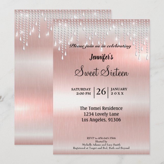 Elegant glitter Sweet Sixteen Invitation (Front/Back)