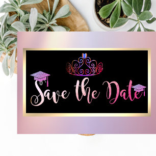 Elegant  Glitter,Tiara Graduation Save The Date