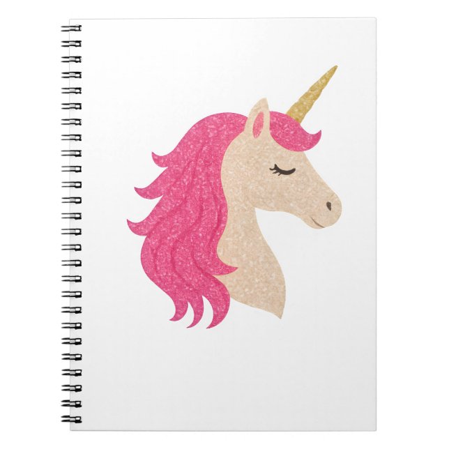 Elegant Glitter Unicorn with Sparkle Style Notebook (Front)