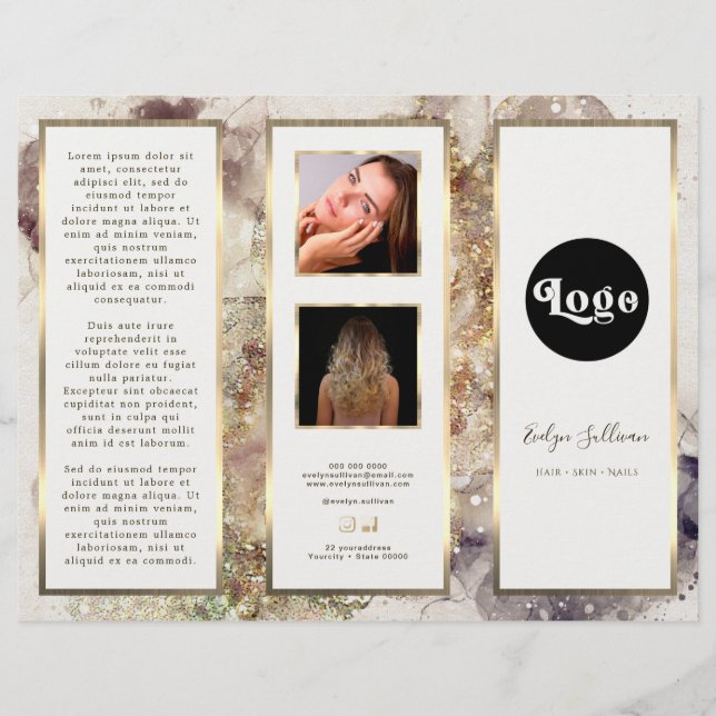 Elegant Glitter Watercolor and Foil Brochure (Front)