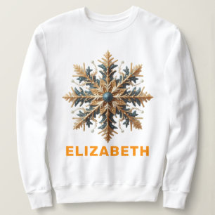 Elegant Glitter Watercolor Snowflakes Personalised Sweatshirt
