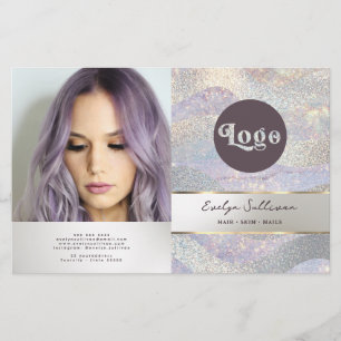 Elegant glitter watercolor waves bifold brochure
