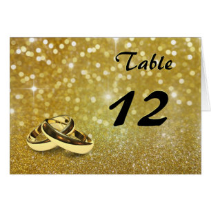 Elegant Glitter Wedding Rings - Table Number Card