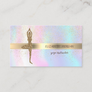 Elegant Glitter Yoga Girl,Confetti,Holographic Business Card