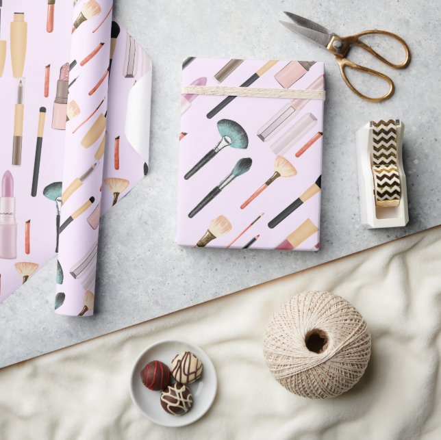 Elegant Glittering Beauty Makeup Tools Wrapping Paper (Crafts)