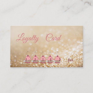 Elegant glittery Bokeh Cupcakes Loyalty Card