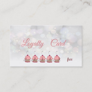 Elegant glittery Bokeh Cupcakes  Loyalty Card
