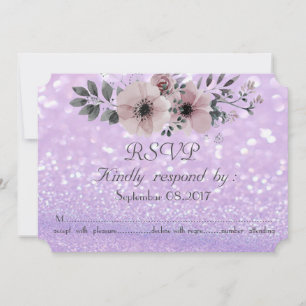 Elegant Glittery Bokeh Floral RSVP Invitation