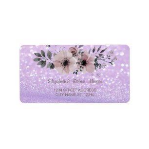 Elegant Glittery Bokeh Floral Wedding Label