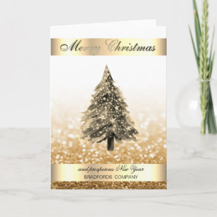 Elegant ,Glittery Bokeh Gold Christmas Tree Holiday Card