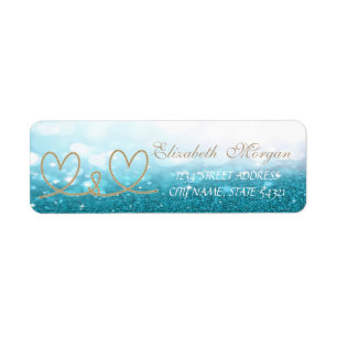Elegant Glittery Bokeh ,Rope Hearts Address Label