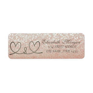 Elegant Glittery Bokeh ,Rope Hearts Address Label