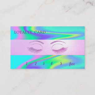 Elegant Glittery Faux Lashes,Stripe Holographic Loyalty Card