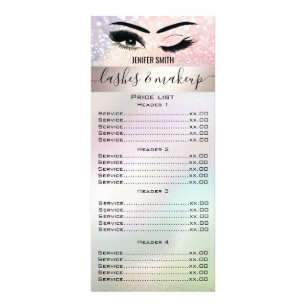 Elegant glittery makeup eyes holographic rack card