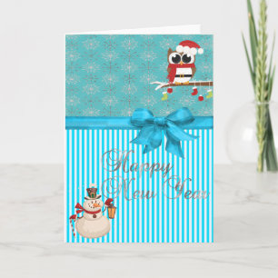 Elegant ,Glittery Silver Snowflakes,Snowman,Owl Holiday Card