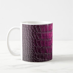 Elegant, glossy, embossed skin leather texture in  coffee mug