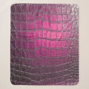 Elegant, glossy, embossed skin leather texture in  sherpa blanket