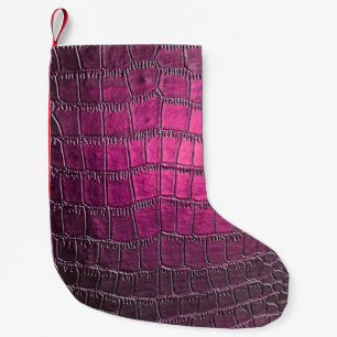 Elegant, glossy, embossed skin leather texture in small christmas stocking
