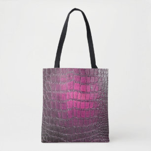 Elegant, glossy, embossed skin leather texture in tote bag