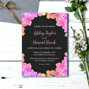 Elegant Glow Neon Lights Roses Boho Floral Wedding Invitation