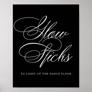 Elegant Glow Sticks White Calligraphy Chic Table Poster