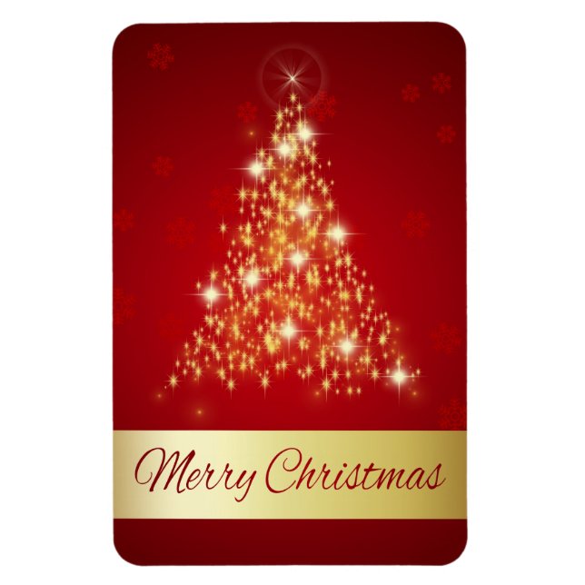 Elegant Glowing Merry Christmas Tree Magnet (Vertical)