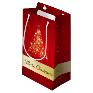 Elegant Glowing Merry Christmas Tree Small Gift Bag