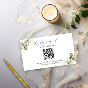 Elegant God Greenery Wedding QR Online RSVP Card