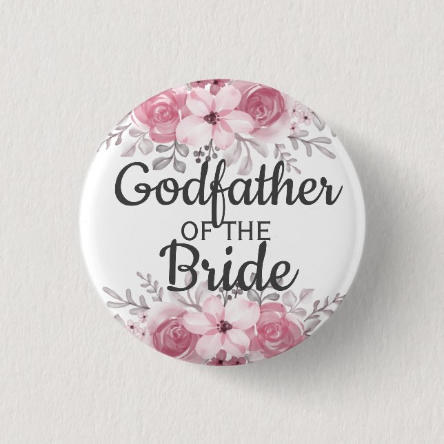 Elegant godfather of the bride  button (Front)