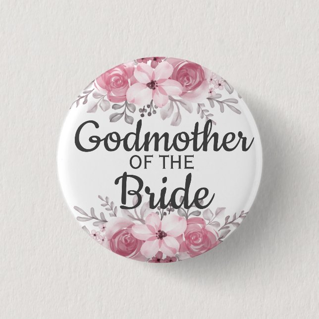 Elegant godmother of the bride  3 cm round badge (Front)