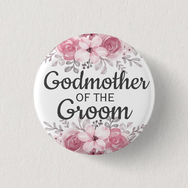 Elegant godmother of the groom button (Front)